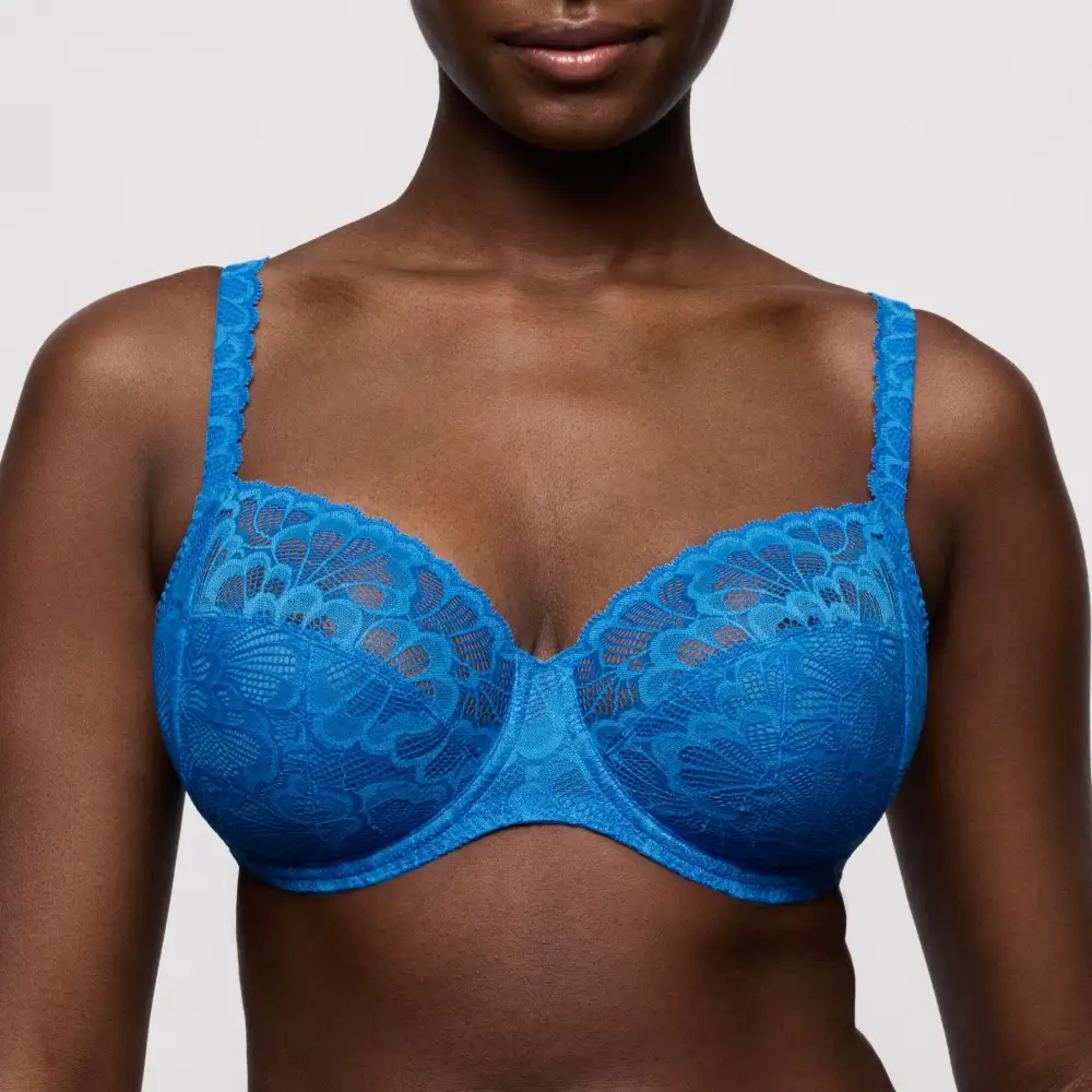 Women's Full Coverage Underwire Unpadded Three-Part Cup Lace Floral Detail Rounded Shape Lift Bra