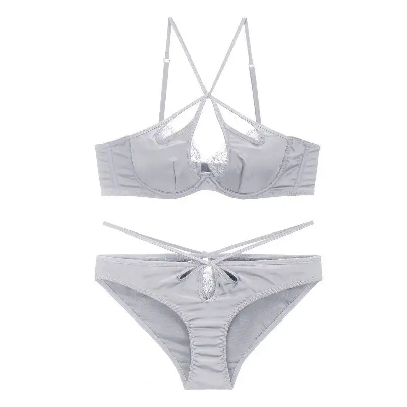 Satin Hollow Lace Bra And Panty Set