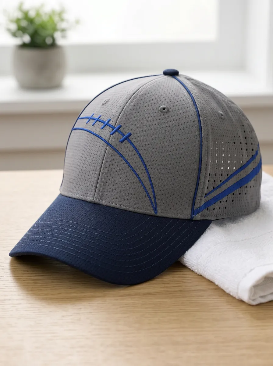 Men's Football Fan Blue Stitch Pattern Printed Cap