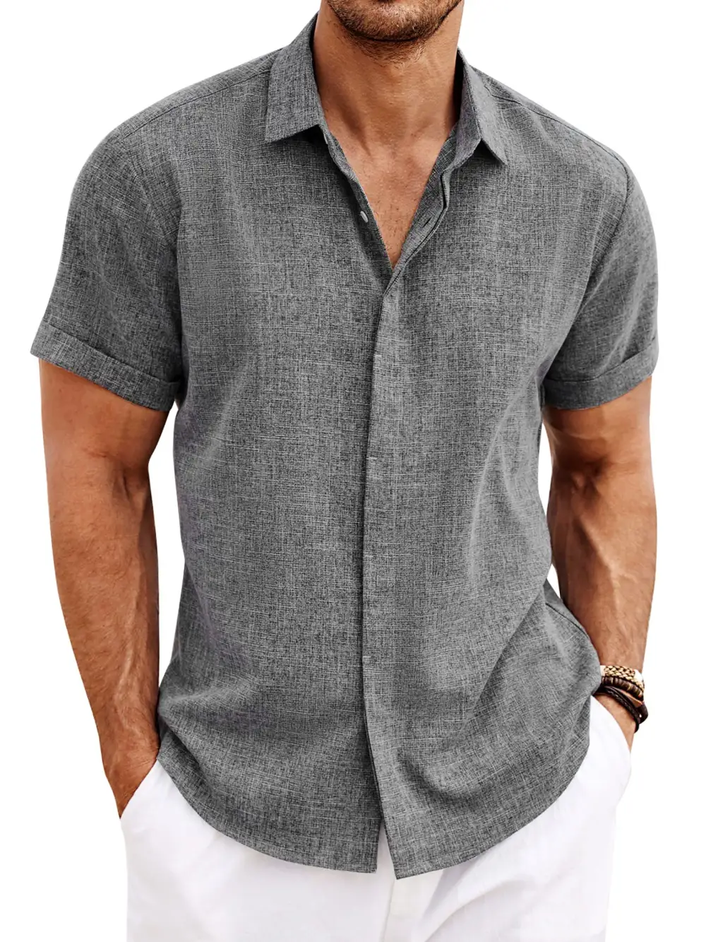 Cotton Linen Short Sleeve Shirt