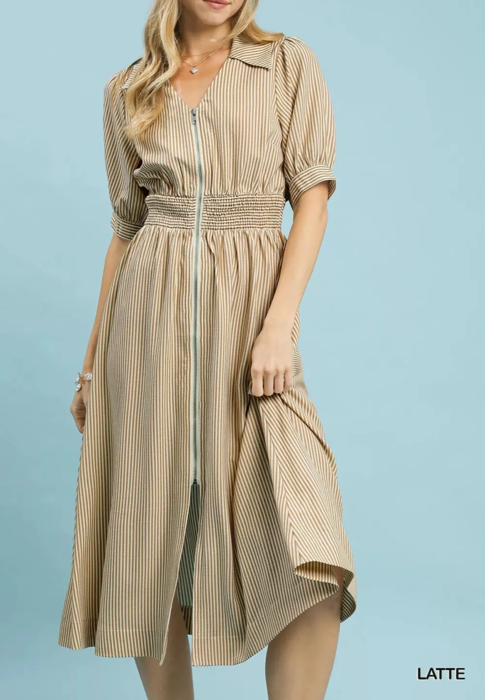Midi Dress with Front Zipper