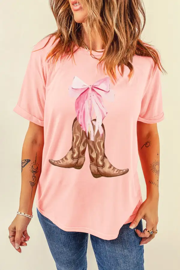 Pink Western Cowboy Boots Bow