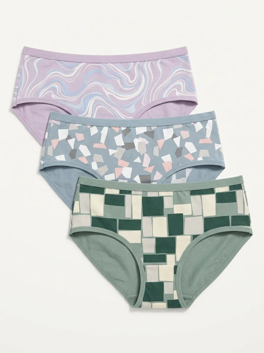 Women's Geometric Swirl Pattern Printed Three Pack Briefs