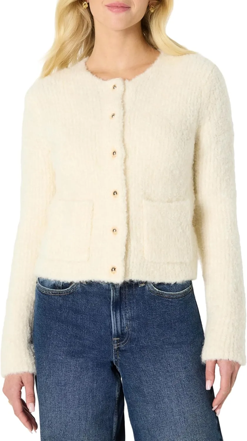 Amazon Essentials Women's Regular-Fit Trendy Wool Blend Boucle Button-Down Jacket