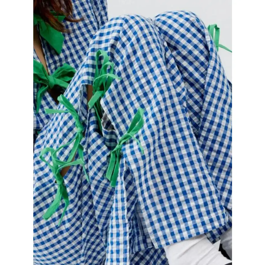 Side Tied Plaid Pants