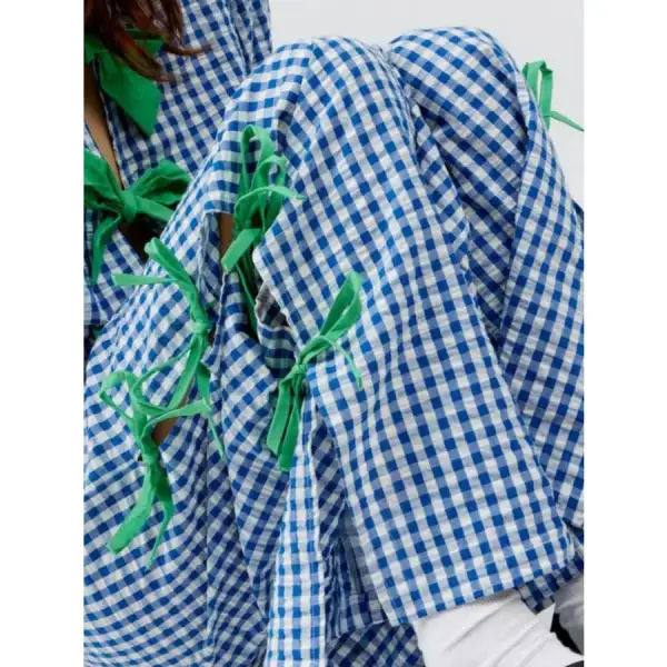 Side Tied Plaid Pants