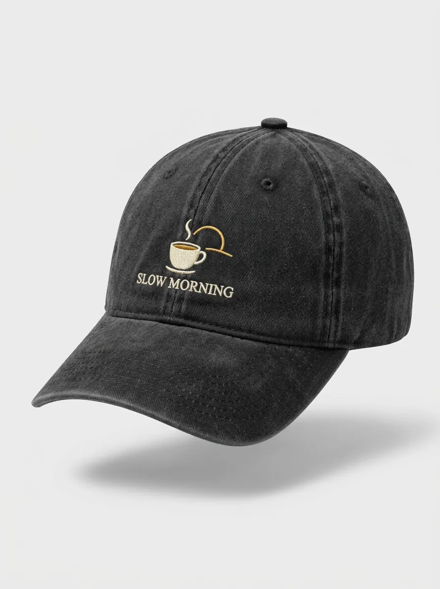 Classic Profile Coffee-Lover Slow-Morning Embroidered Unisex Baseball Cap