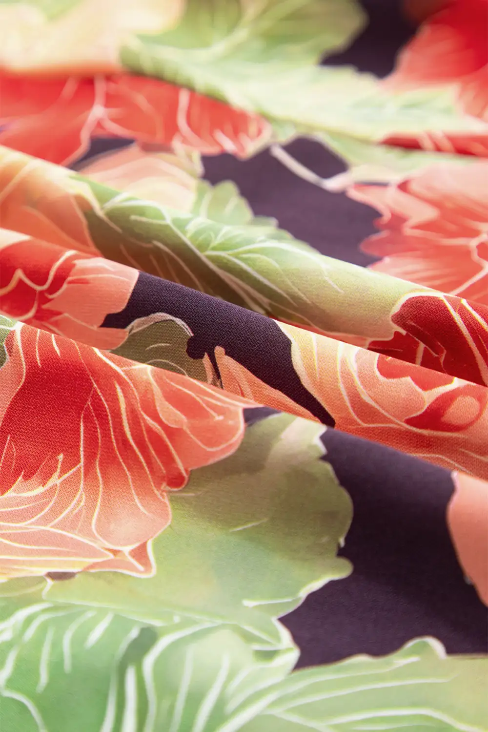 Drape Floral Printed V Neck Mini Dress