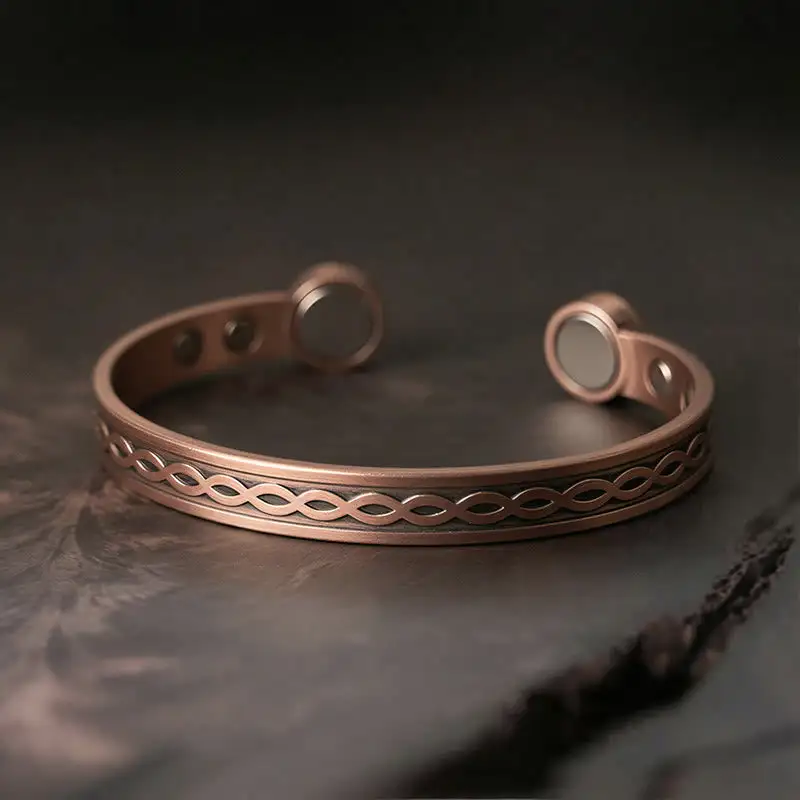Interwoven Loop Pattern Copper Bangle Bracelet