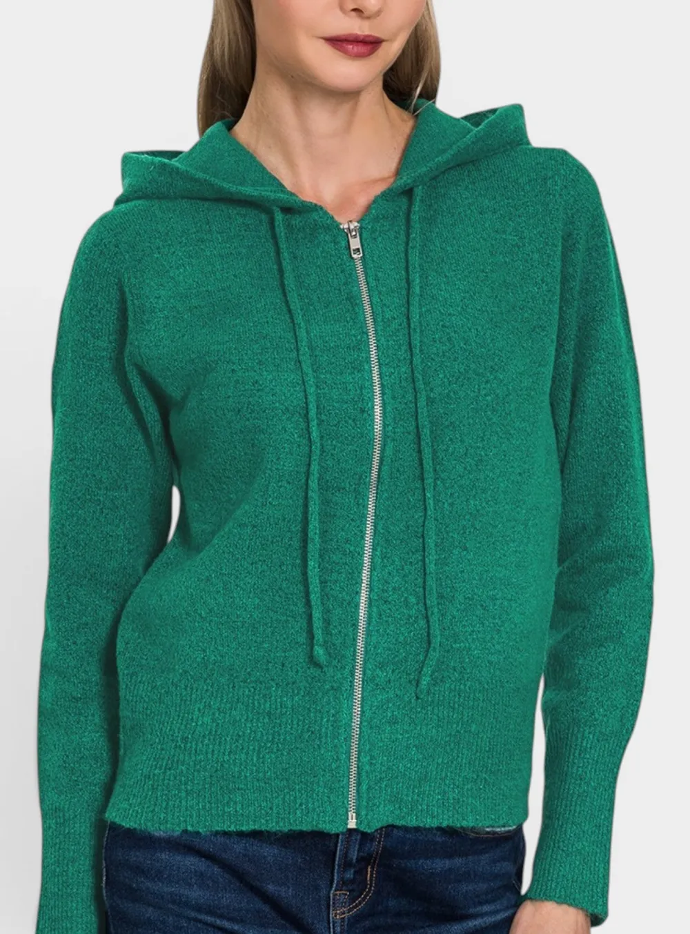 Zip Front Hooded Sweater