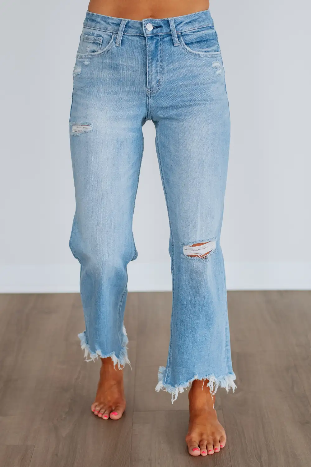 Women's High Rise Wide Leg Zip Fly Jeans