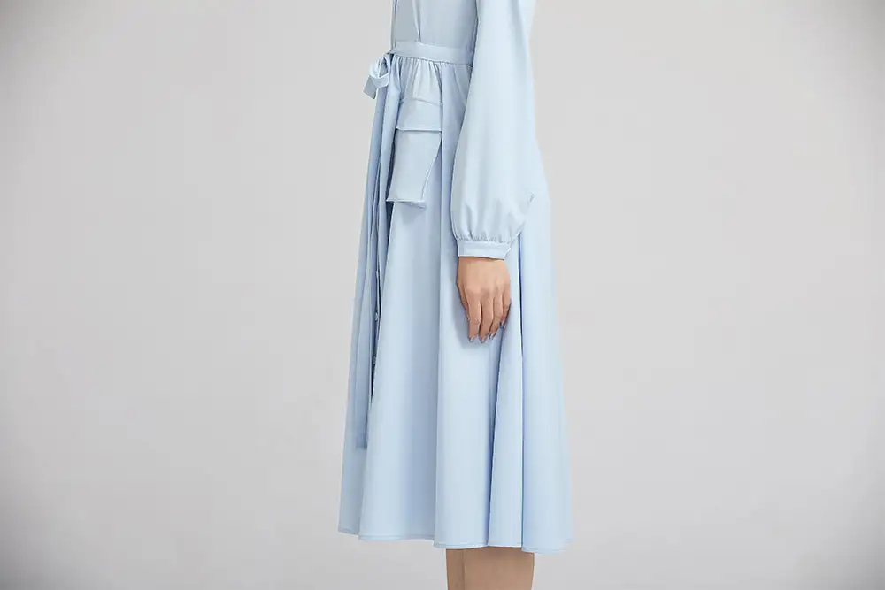 Polyester Long Sleeve Midi Dress