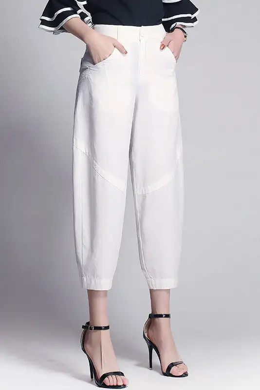 Classic Linen Wide Leg Pocketed Trousers