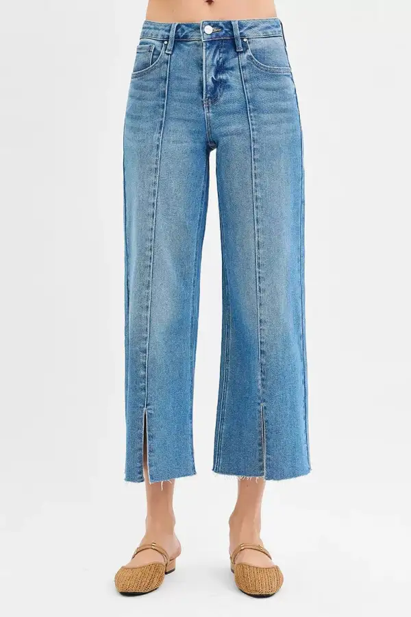 Everyday Mid Rise Raw Hem Cropped Jeans