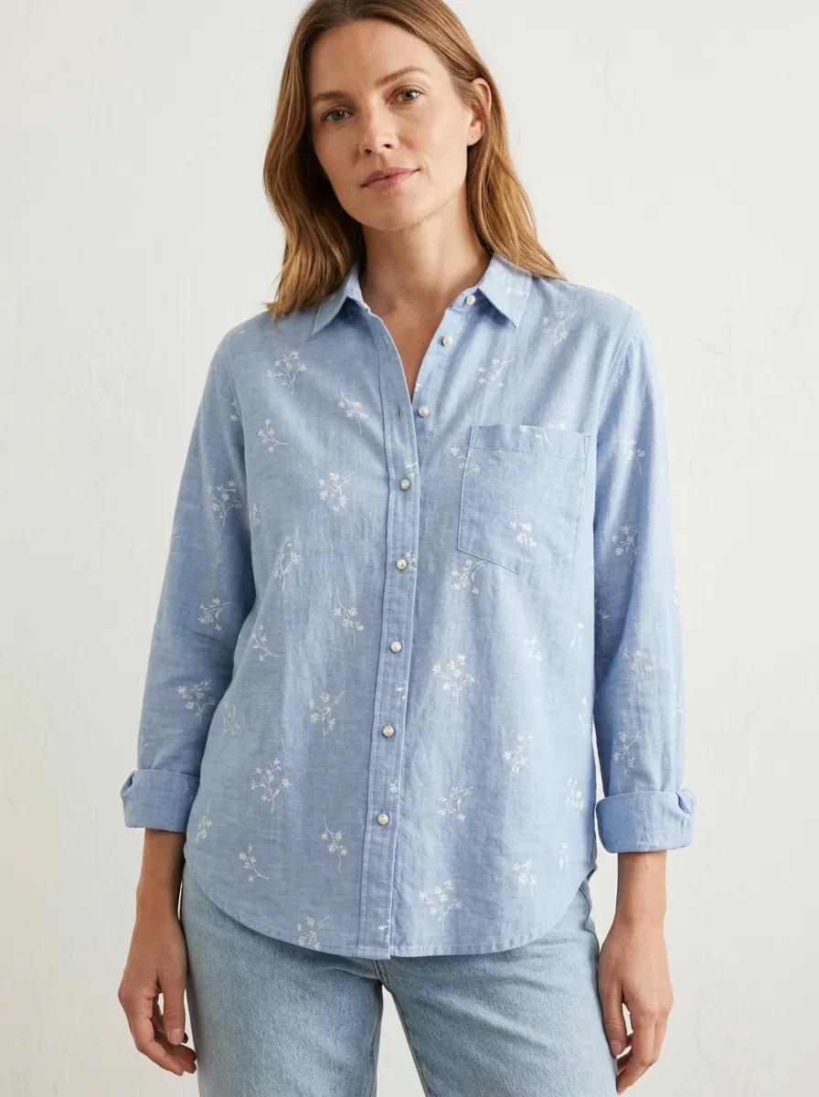 Women's Floral Nature Lover White Wildflower Printed Shirt
