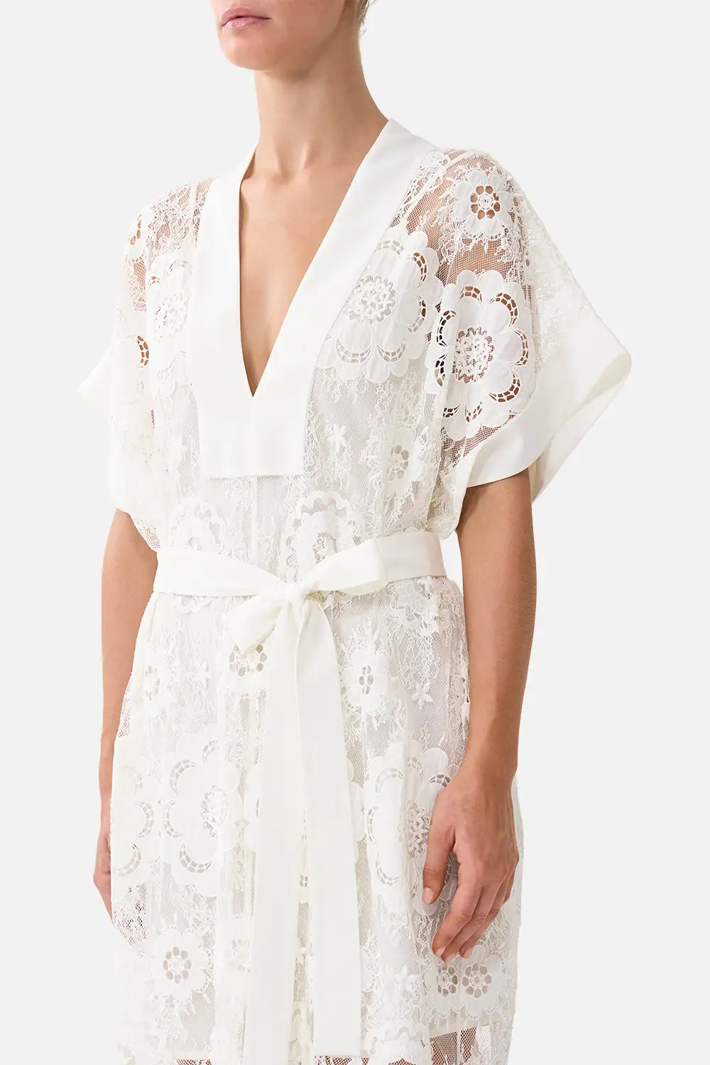 V-Neck Kaftan with Tie Waist Lace