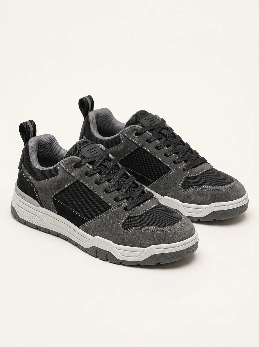 Men's Casual Streetwear Hexagon Pattern Suede Printed Sneakers