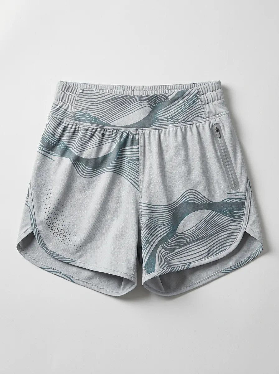 Women's Athletic Abstract Wave Printed Running Shorts