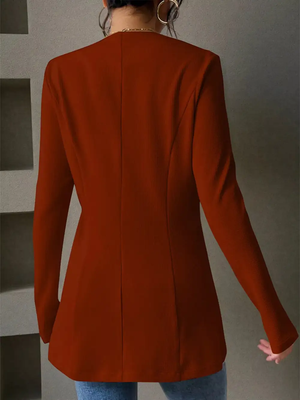 Unlined One Button Long Sleeve Blazer