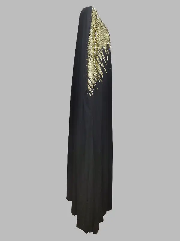 Rhinestone Long Neck Maxi Dress
