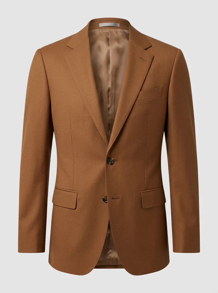 Men's Business Formal Brown Solid Color Tailored Blazer Jacket