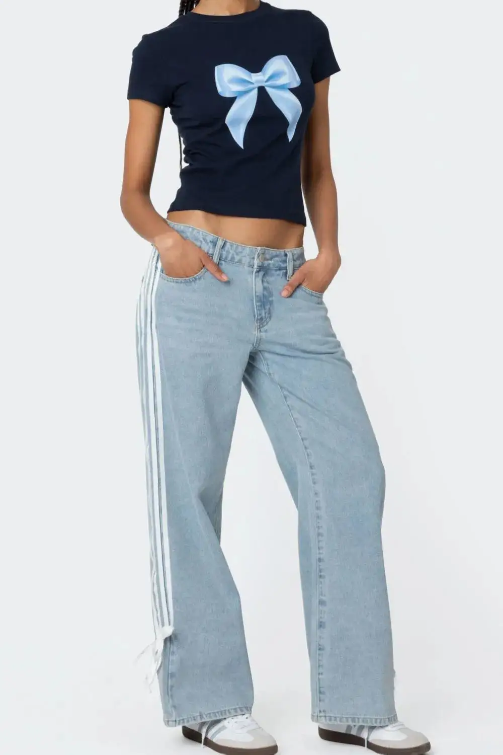 Buy Side Striped Loose Fit Jeans For Women
