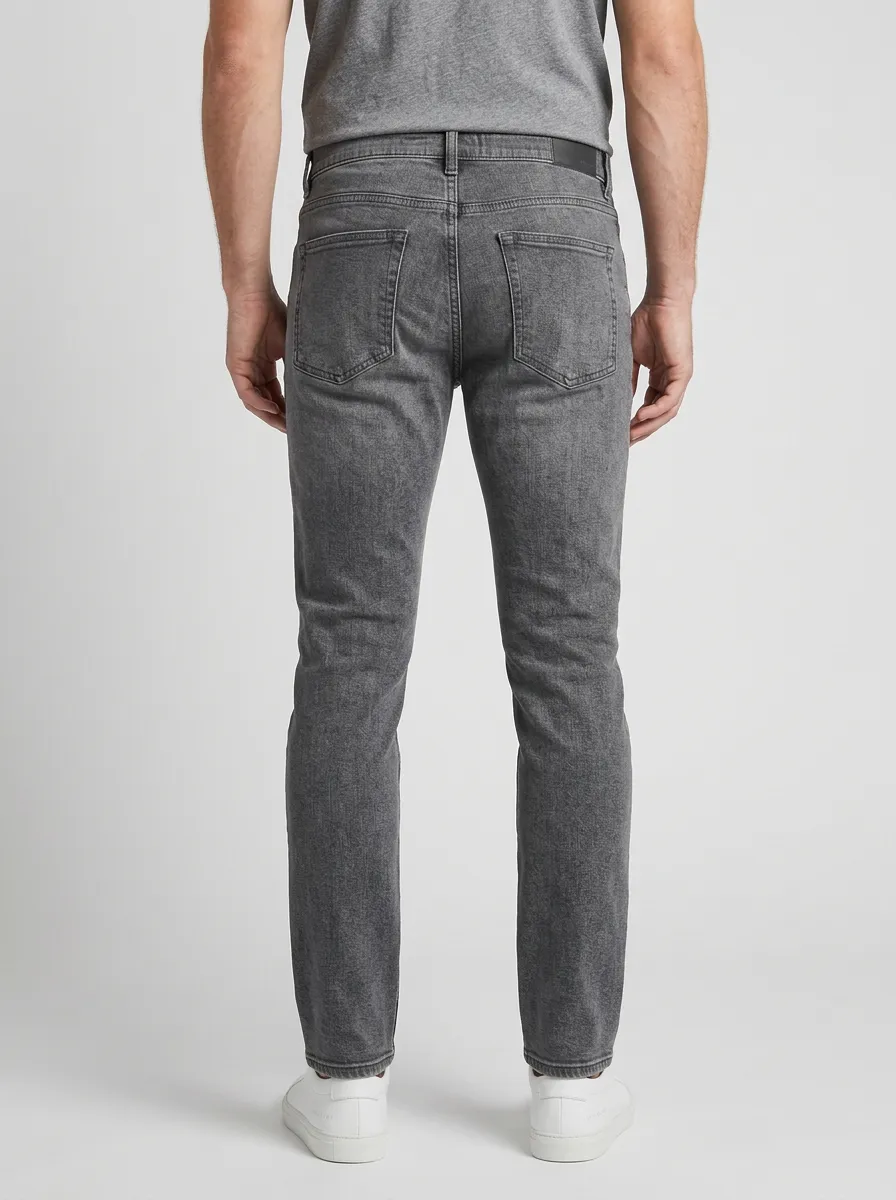 Men's Grey Slim-Fit Five-Pocket Jeans