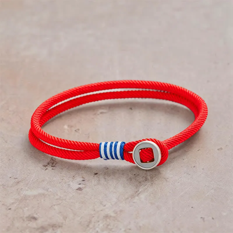 Sterling Silver Double Wrap Button Bracelet