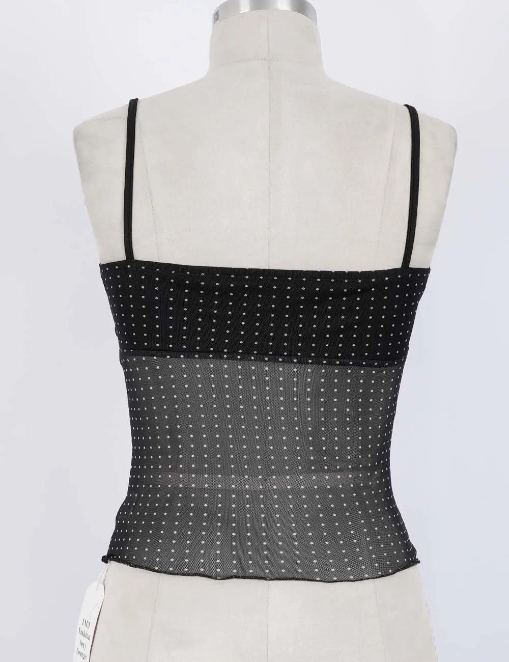 Rhinestone V Neck Sheer Mesh Cami Top