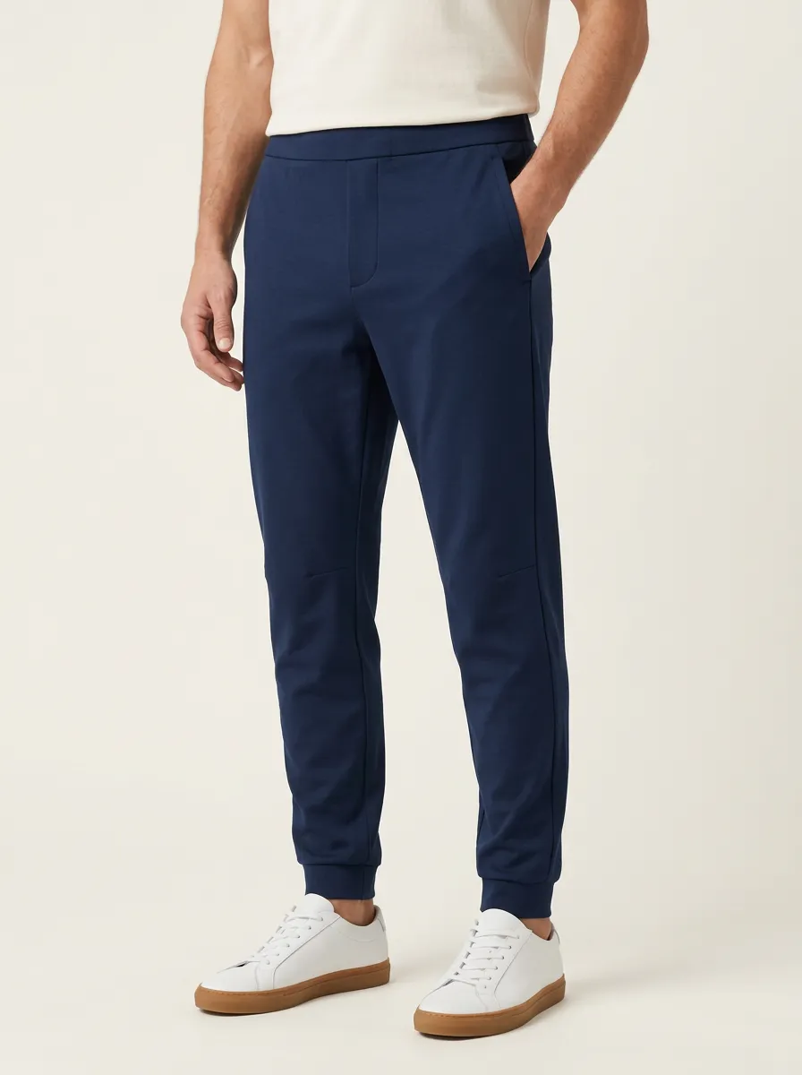 Navy Printed Solid Sportswear Pants for Men