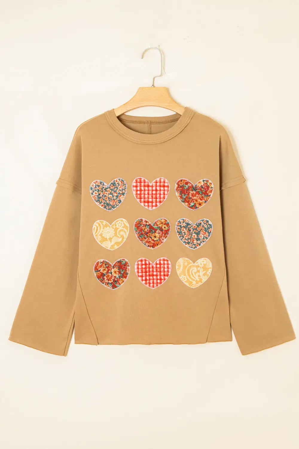 Plaid Floral Heart Accent Sweatshirt