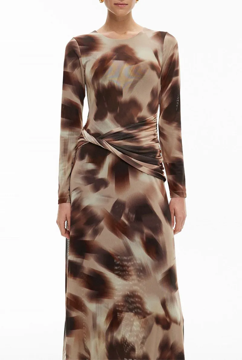 Artistic Print Twisted Dress
