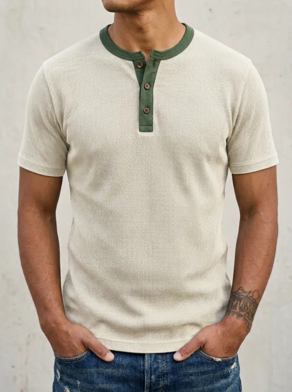 Refined Casual Men's Short-Sleeve Henley Shirt
