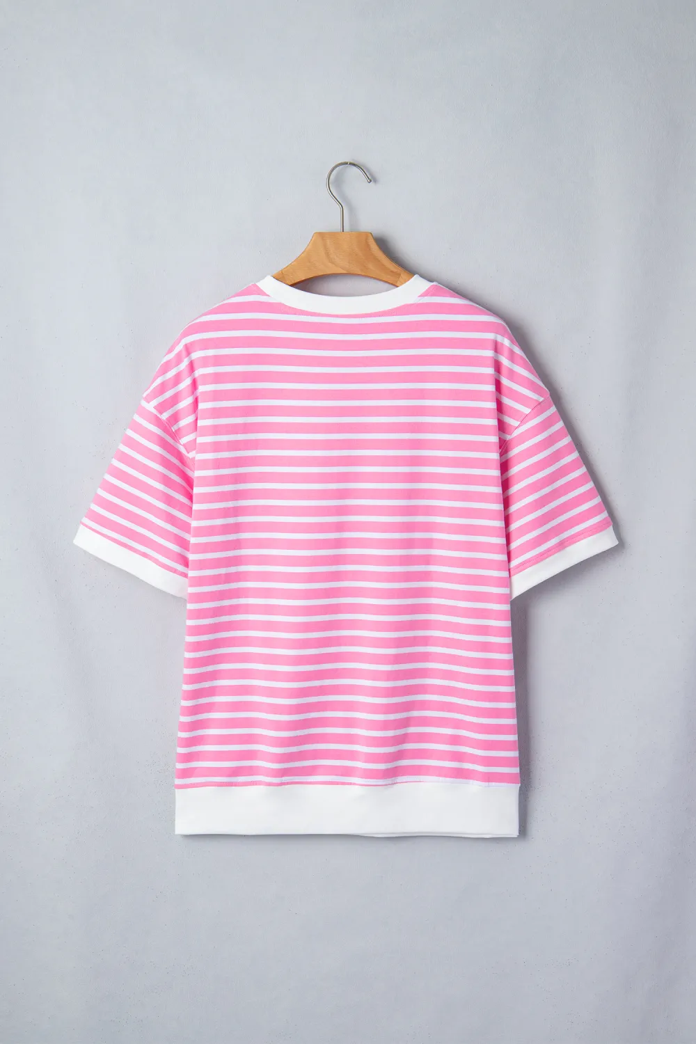 Pink Stripe Round Neck Drop Top