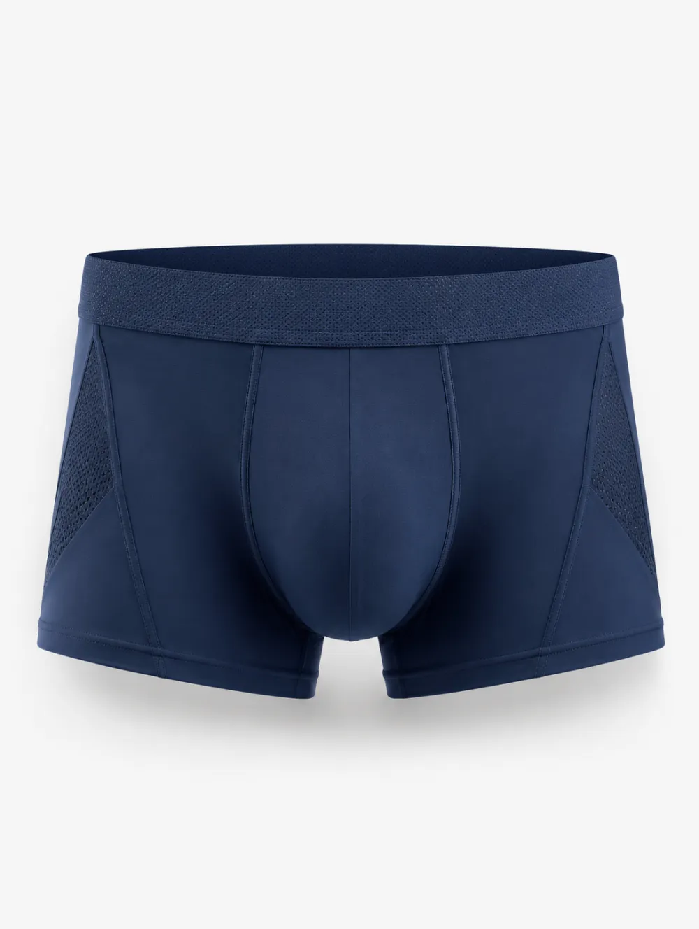 Men's Athletic Mesh Panel Navy Blue Boxer Briefs