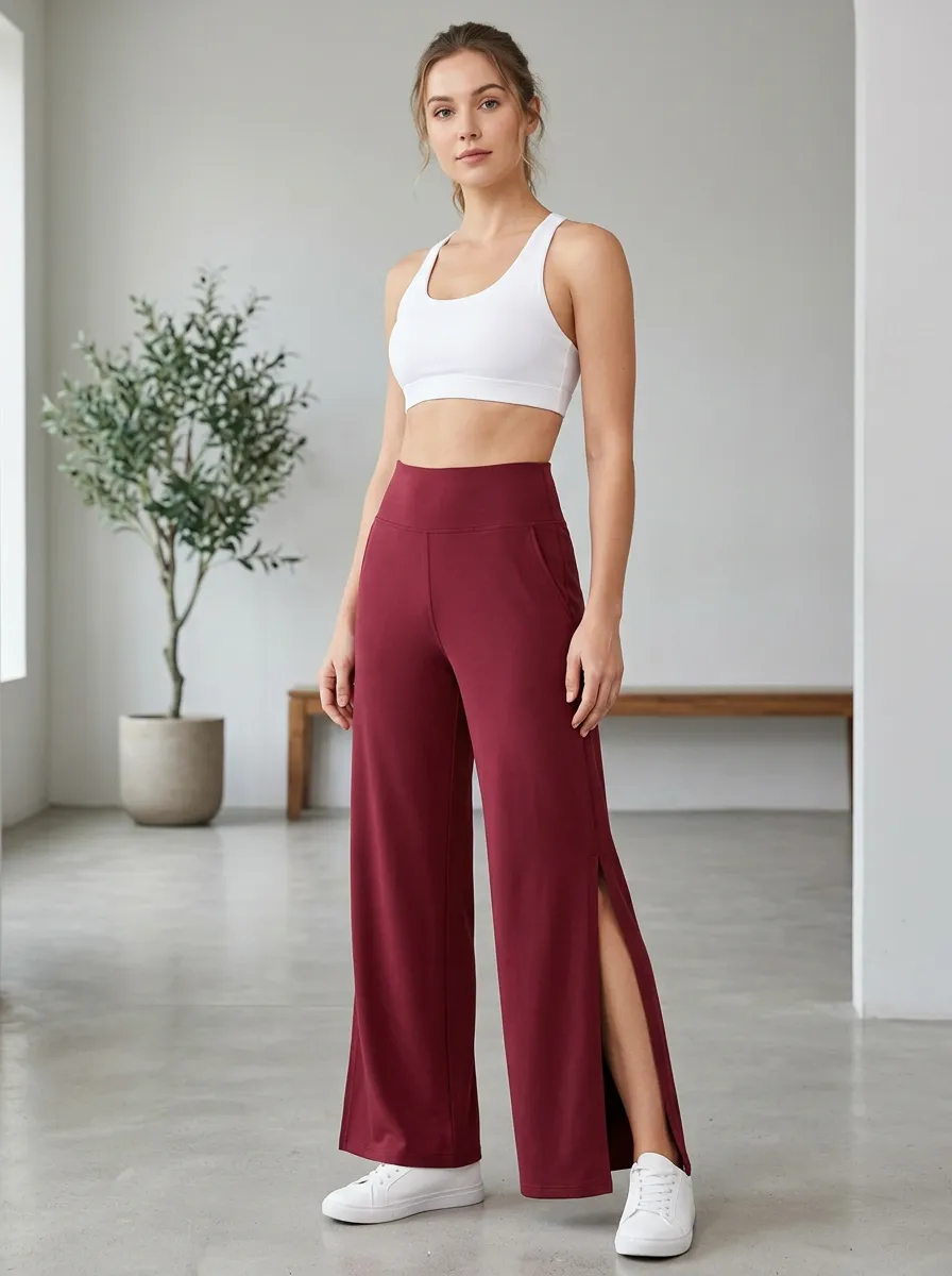 Women's Weekend Active Wide Leg Split Hem Active Pants