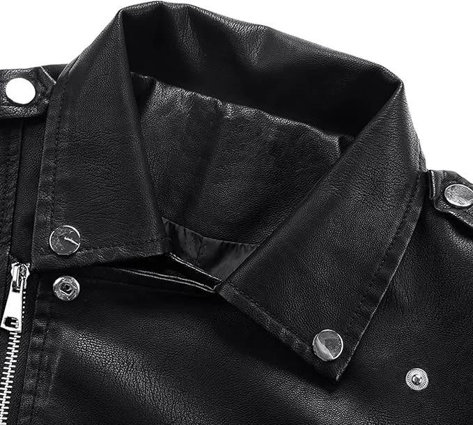 Cropped Faux Leather Asymmetric Zip Biker Jacket