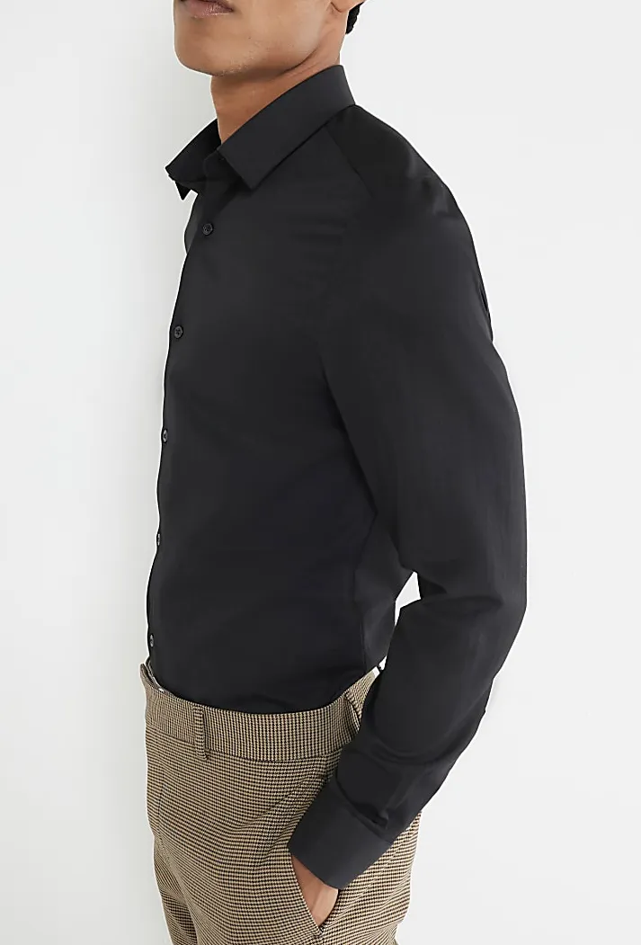 Men's Business Quality Black  Long Sleeve Shirt