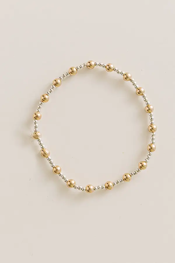 Beaded Mixed Metal Stackable Statement Stretch Bracelet