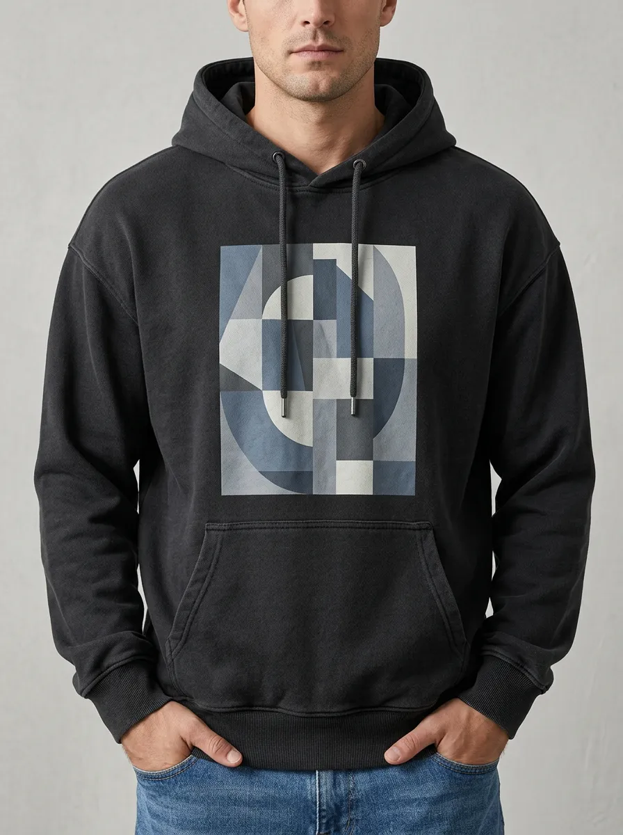 Men's Essential Abstract Geometric Art Print Hoodie