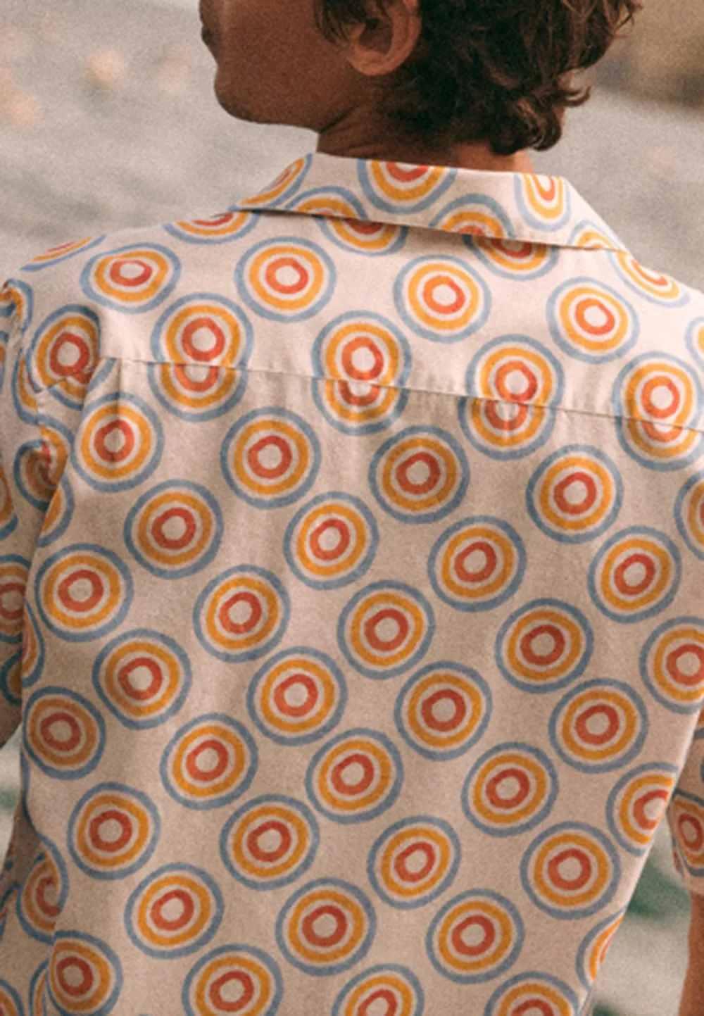 Retro Circle Print Short Sleeve Camp Collar Shirt
