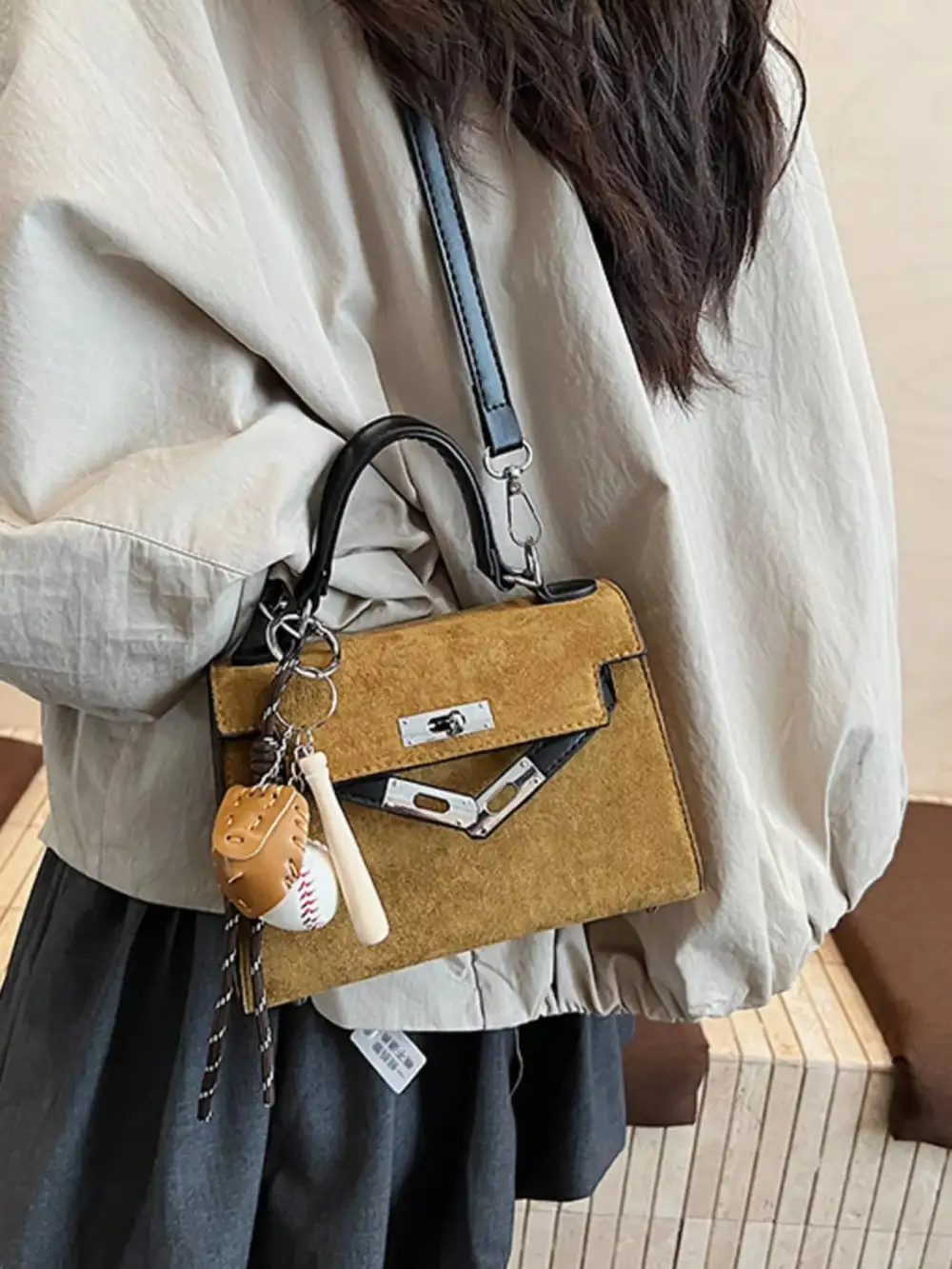 Crossbody Bag with Baseball Charm