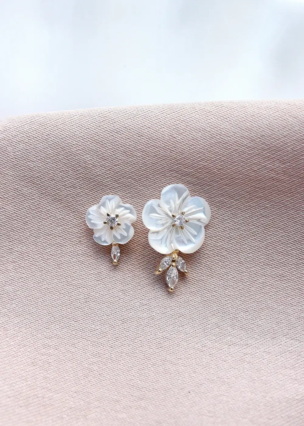 Pearl Flower Marqusie Diamond Stud Earrings