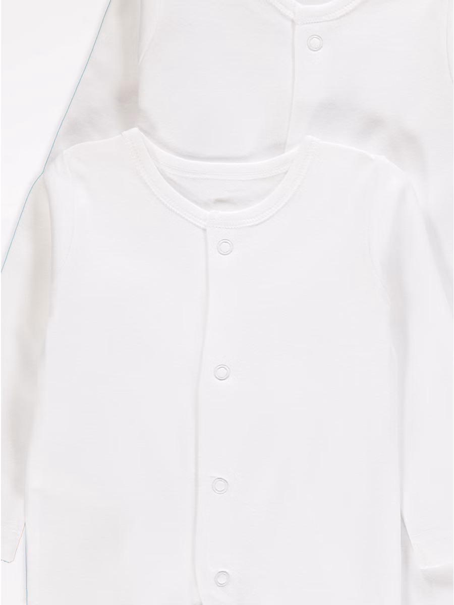 White Long Sleeve Sleepsuits 5 Pack detail 1