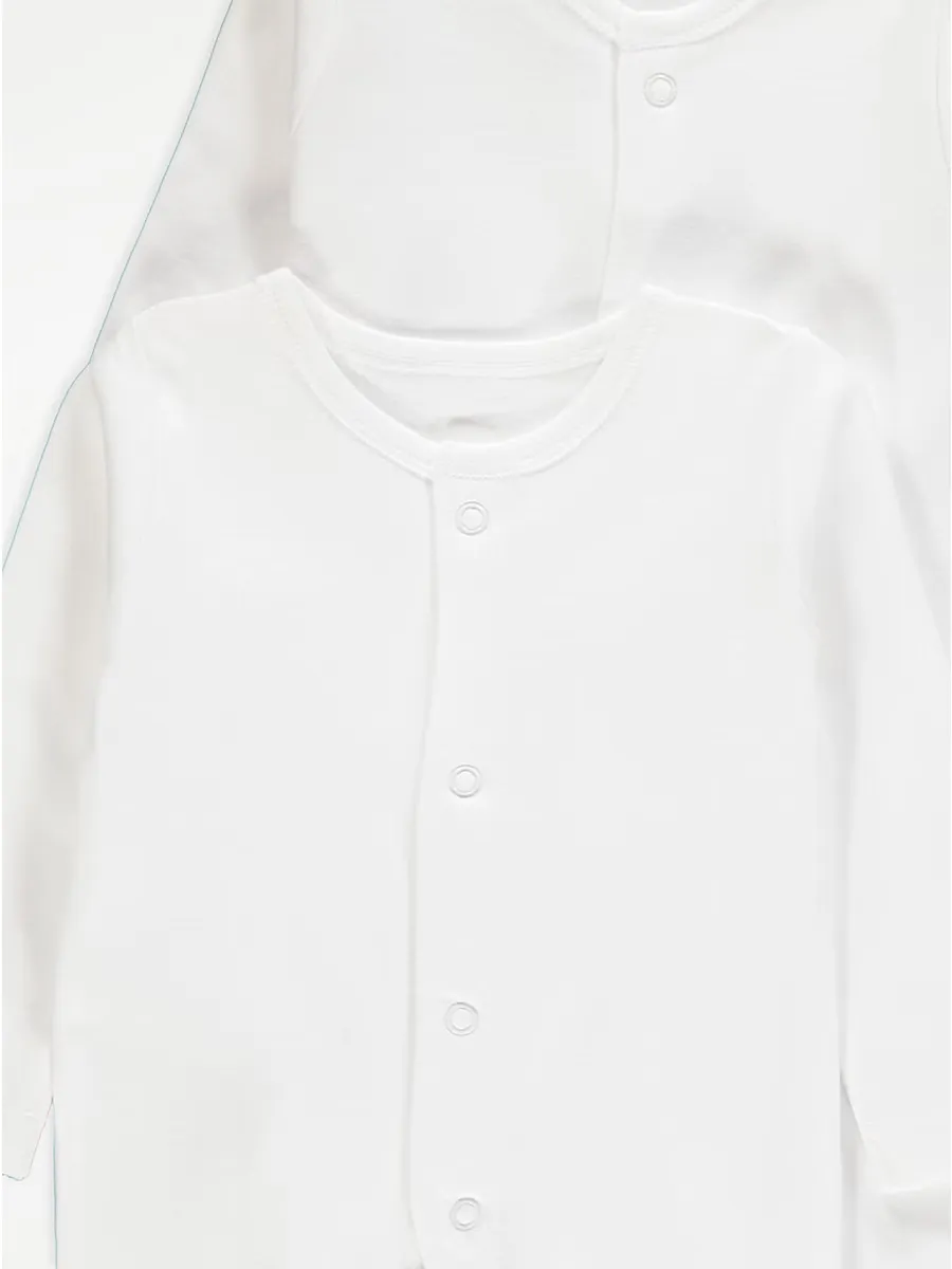 White Long Sleeve Sleepsuits 5 Pack