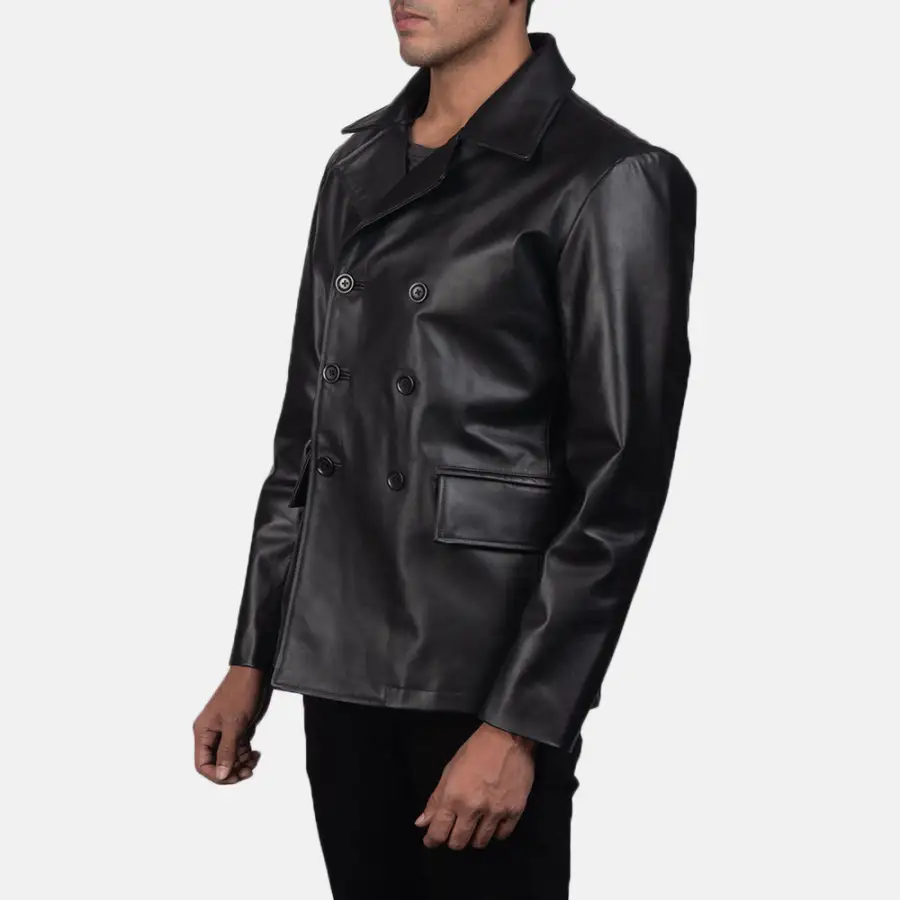 Men's Rugged Leather Coat Jacket