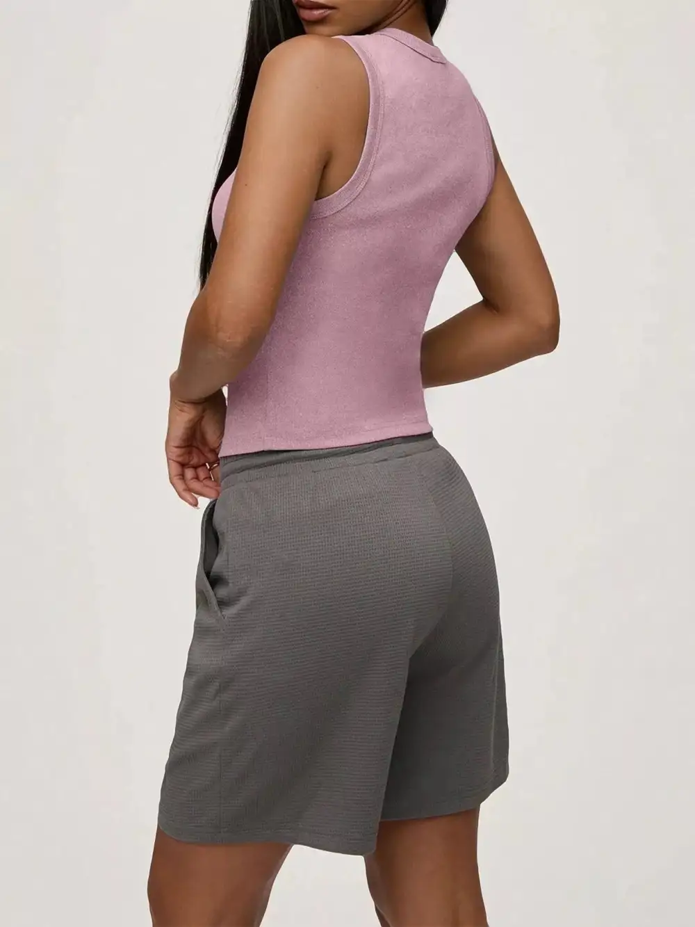 Ribbed Button Front Sleeveless Tank