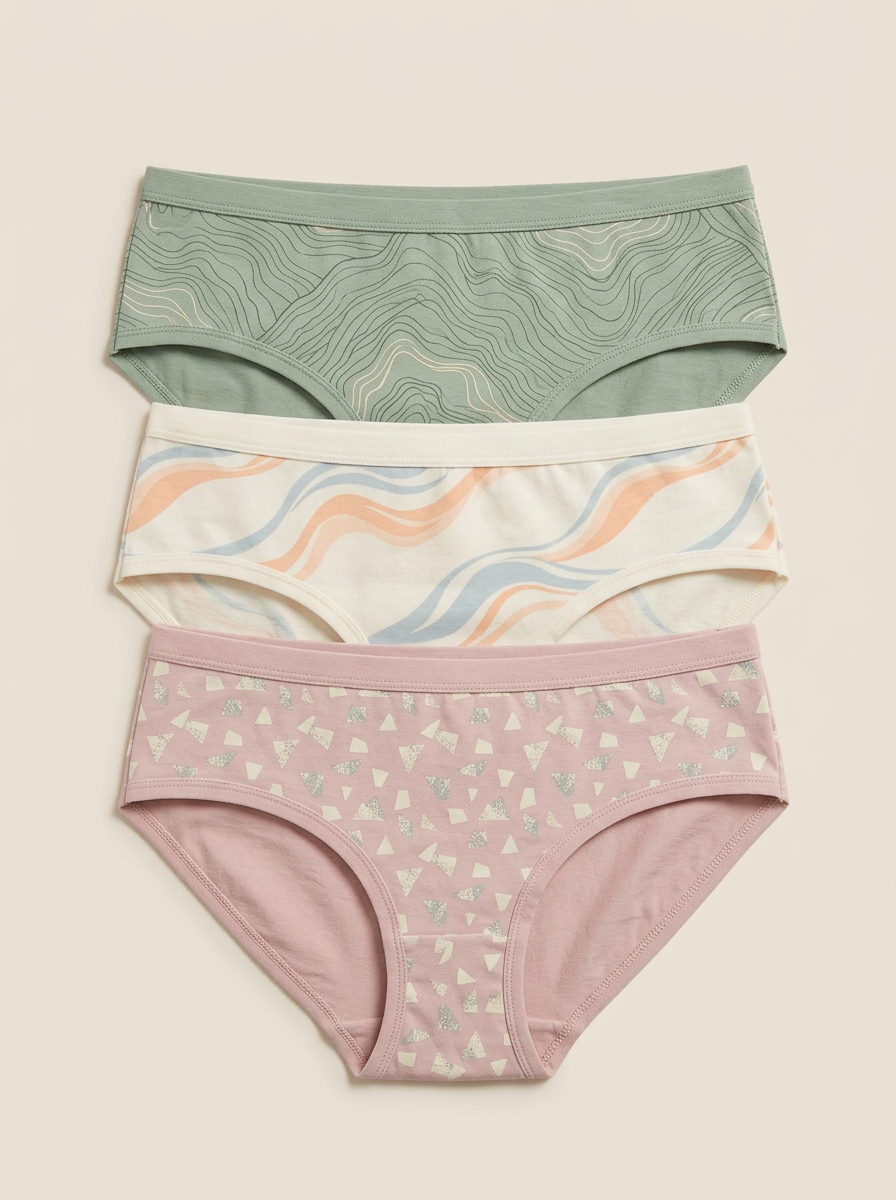 Women's Boho Aesthetic Abstract Geometric Three-Pack Panties