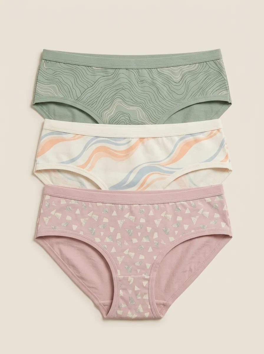 Women's Boho Aesthetic Abstract Geometric Three-Pack Panties