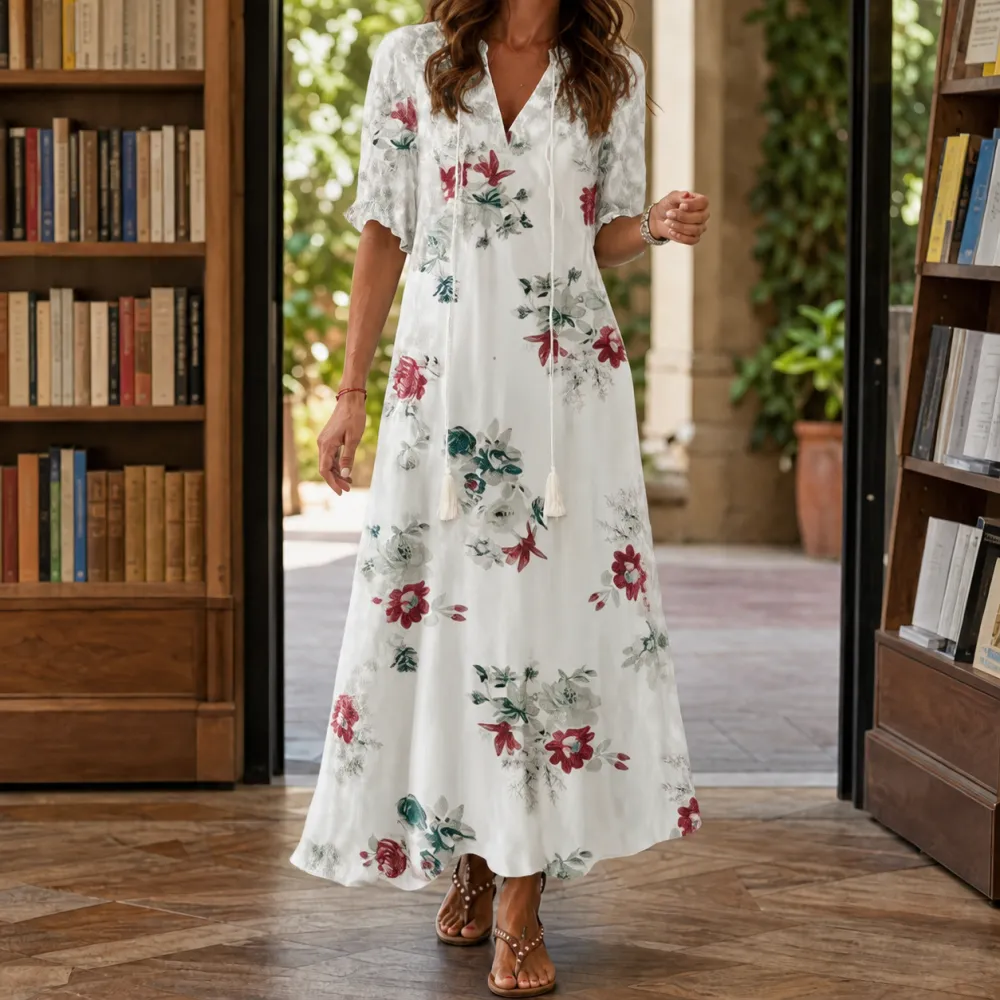 Elegant Refined Women's Printed Maxi Dress